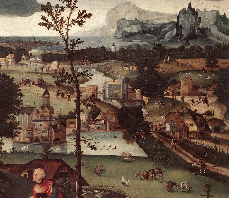 PATENIER, Joachim Landscape with the Rest on the Flight (detail) a